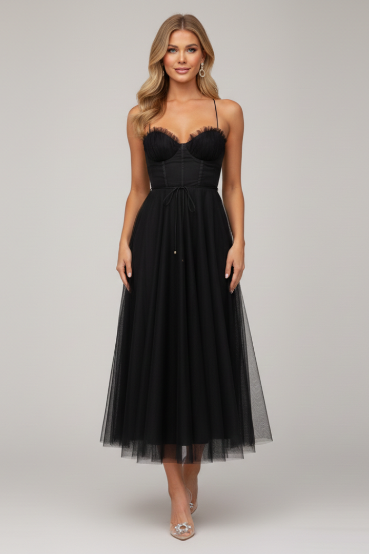Bella Women’s Strapless Tulle Skirt Maxi Dress