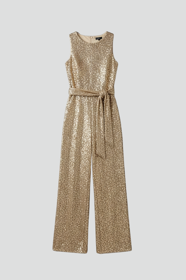 Margaret Sequin Straight-Leg Evening Jumpsuit