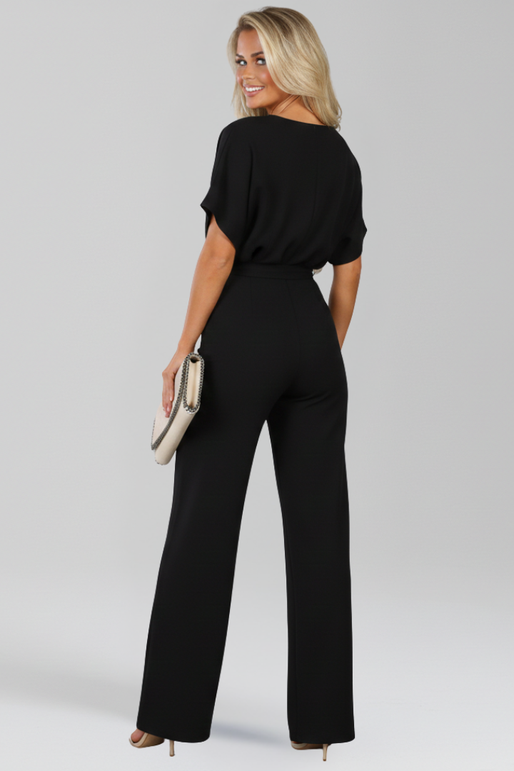 Rachel Tie-Belt Wide-Leg Classic Jumpsuit