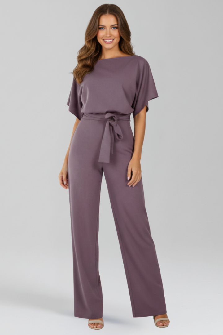 Rachel Tie-Belt Wide-Leg Classic Jumpsuit