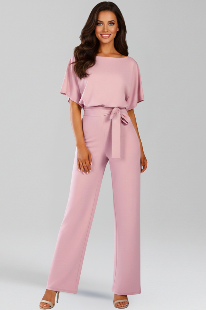 Rachel Tie-Belt Wide-Leg Classic Jumpsuit