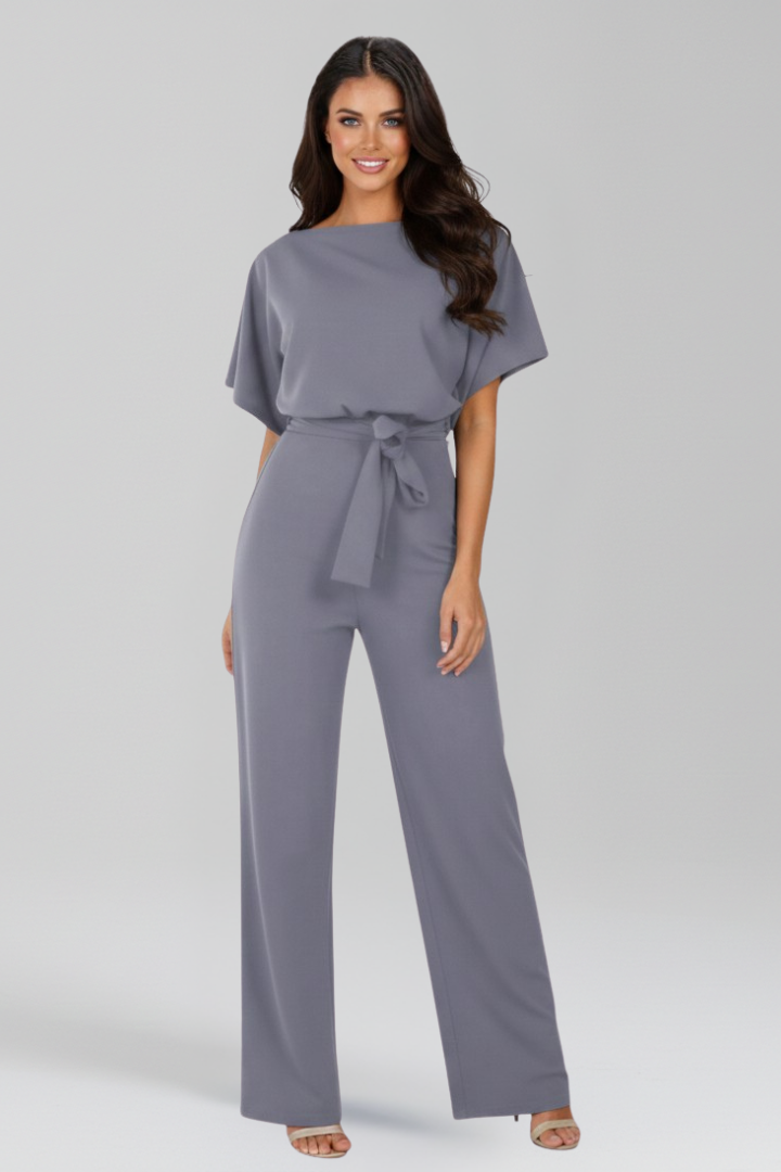 Rachel Tie-Belt Wide-Leg Classic Jumpsuit