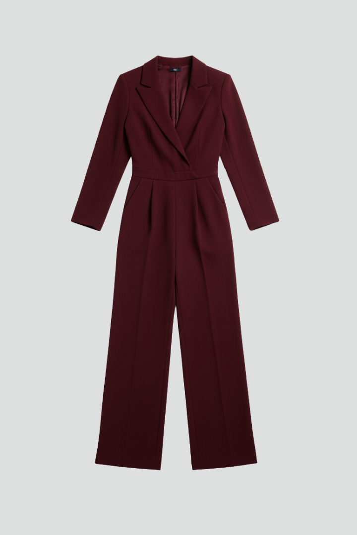 Mary Wrap-Front Tailored Wide-Leg Jumpsuit