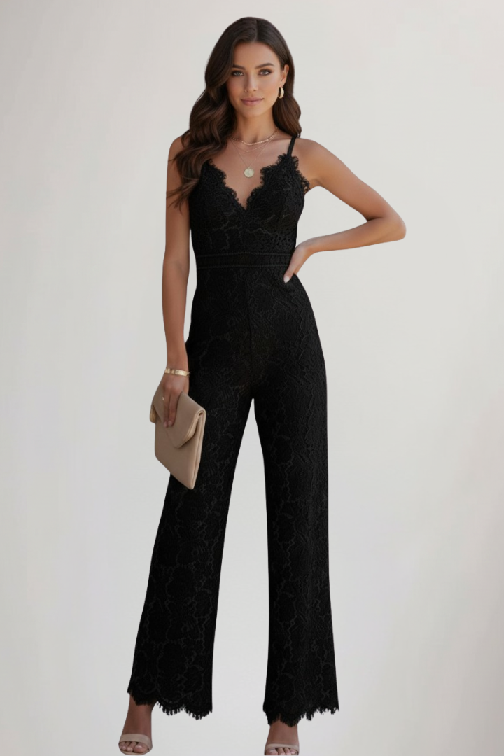 Sarah Sleeveless Lace V-Neck Wide-Leg Jumpsuit