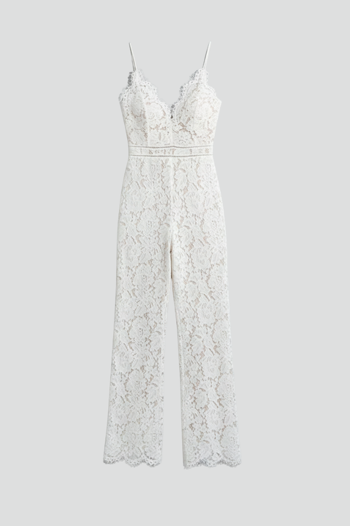 Sarah Sleeveless Lace V-Neck Wide-Leg Jumpsuit