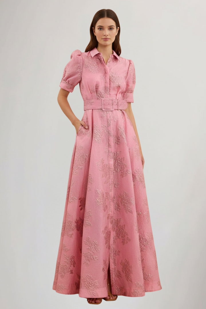 Lily Women’s Short Sleeve Belted Maxi Dress