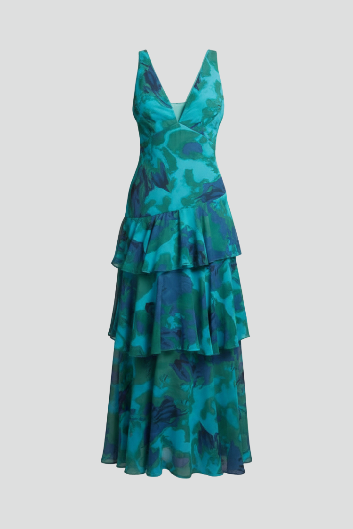 Sophie Women’s V-Neck Tiered Skirt Maxi Dress