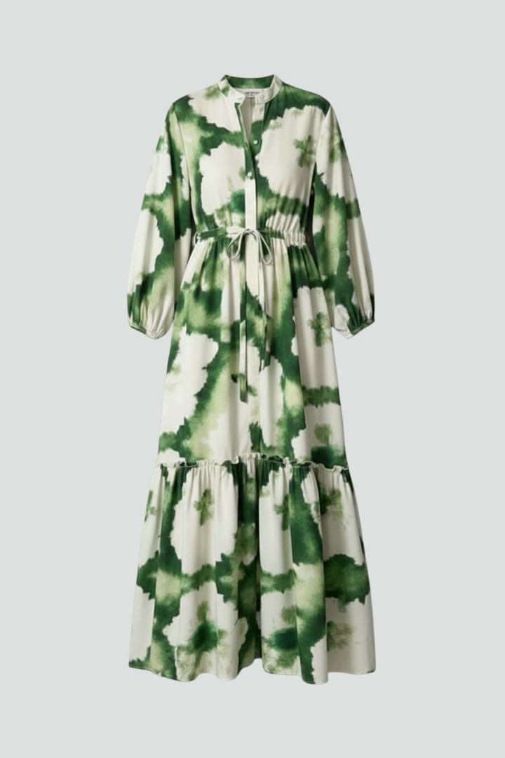 Lucy Women’s Long Sleeve Printed Maxi Dress with V-Neck