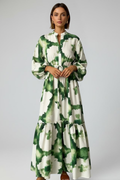 Lucy Women’s Long Sleeve Printed Maxi Dress with V-Neck
