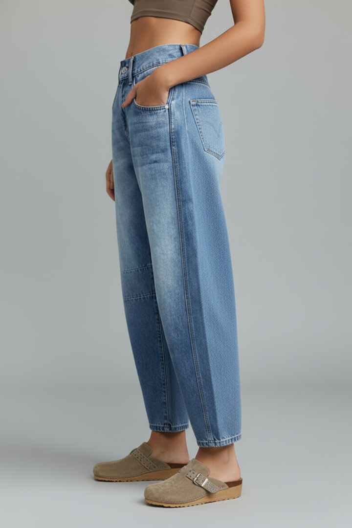 Jessica Casual Mid-Waist Denim Jeans with Front Closure
