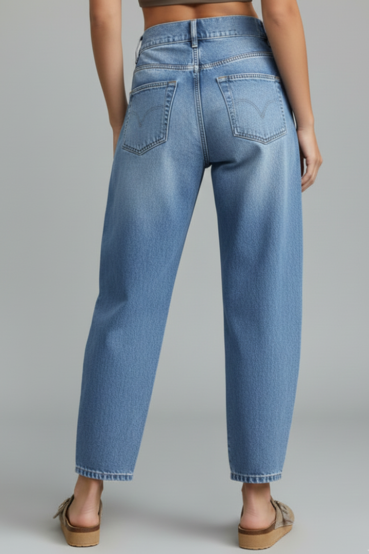 Jessica Casual Mid-Waist Denim Jeans with Front Closure