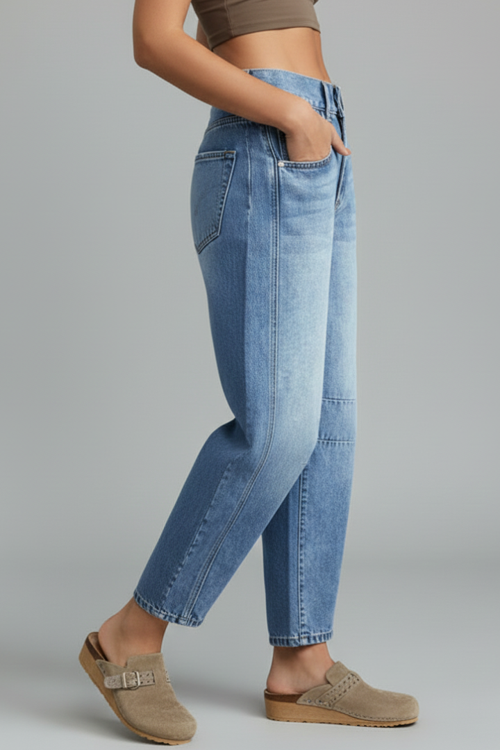 Jessica Casual Mid-Waist Denim Jeans with Front Closure