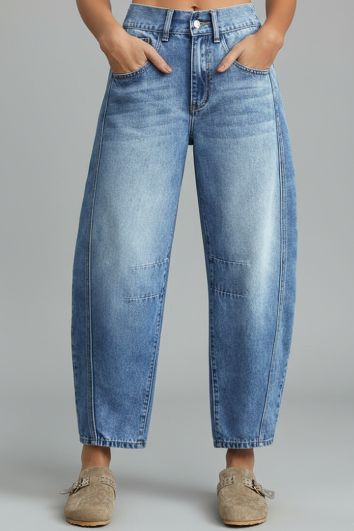 Jessica Casual Mid-Waist Denim Jeans with Front Closure