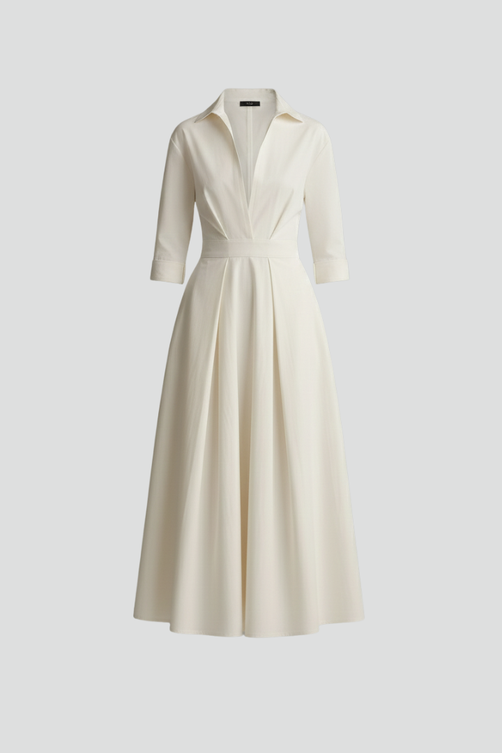 Delilah Button Front Collared Midi Dress