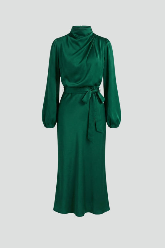 Diana High Neck Long Sleeve Midi Dress
