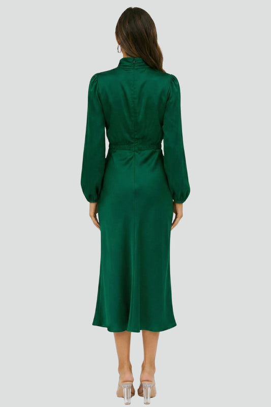 Diana High Neck Long Sleeve Midi Dress