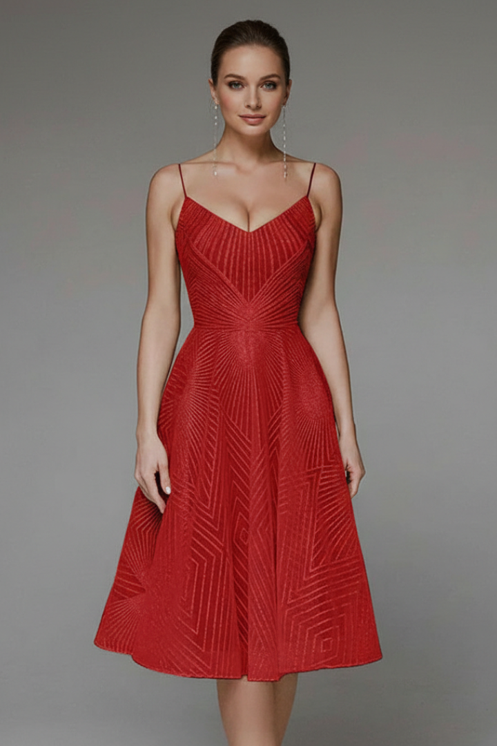 Scarlett Spaghetti-Strap A-Line Skirt Midi Dress