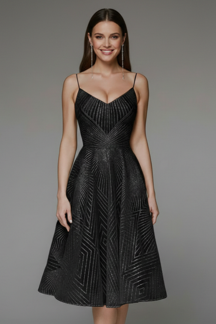 Scarlett Spaghetti-Strap A-Line Skirt Midi Dress