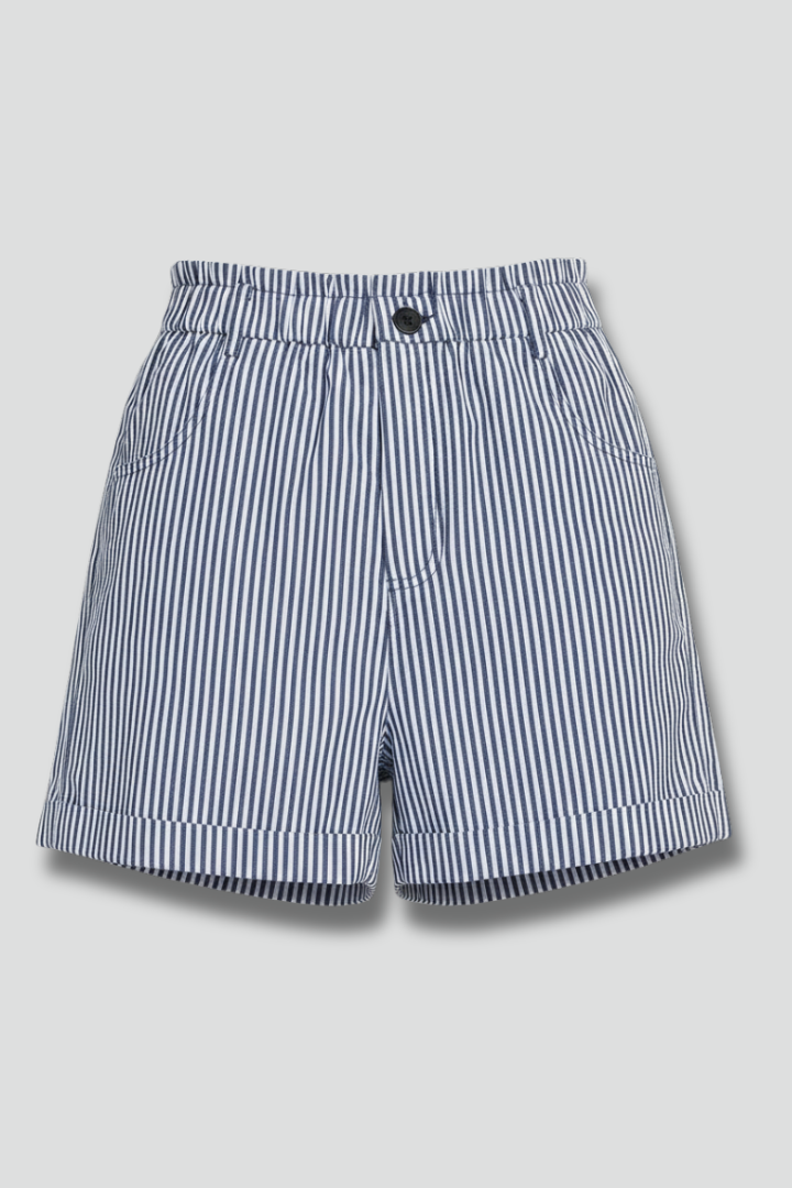 Chloe Striped High-Waist Tailored Shorts
