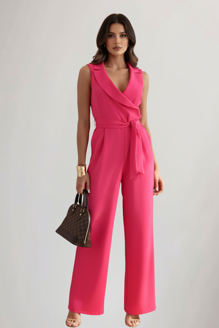 Madeline V-Neck Sleeveless Tie-Waist Jumpsuit