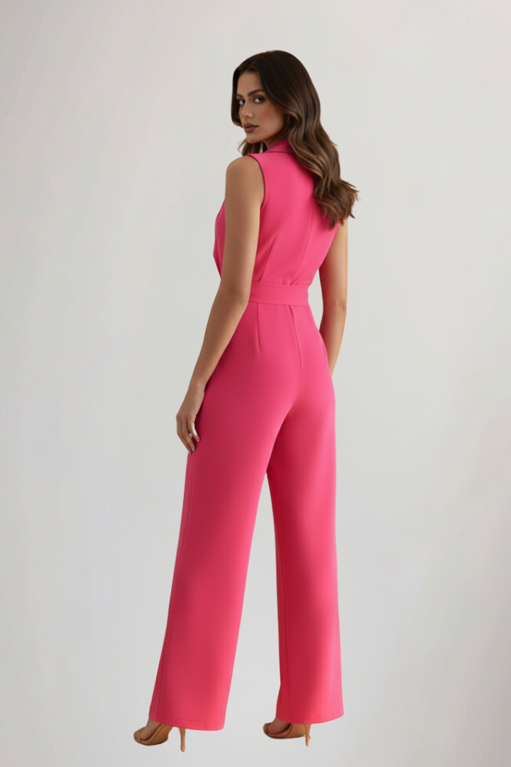 Bethany Women’s Sleeveless V-Neck Tie Waist Jumpsuit