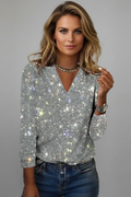 Maisie Sequin V-Neck Long Sleeve Sweater