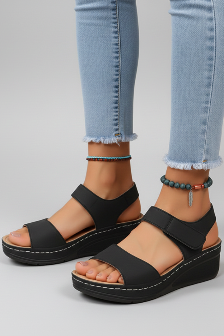 Lily Wedge Sandals with Loop Toe Straps