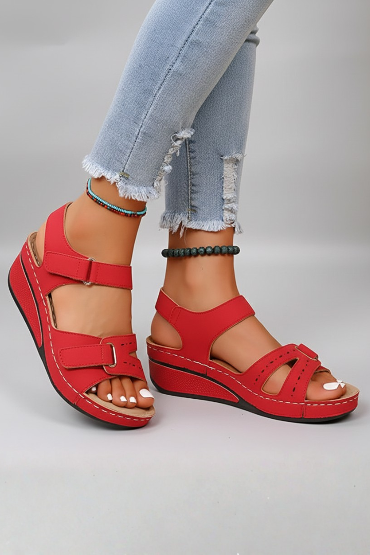 Lily Wedge Sandals with Loop Toe Straps