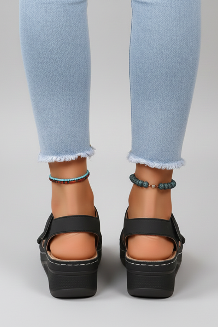 Lily Wedge Sandals with Loop Toe Straps