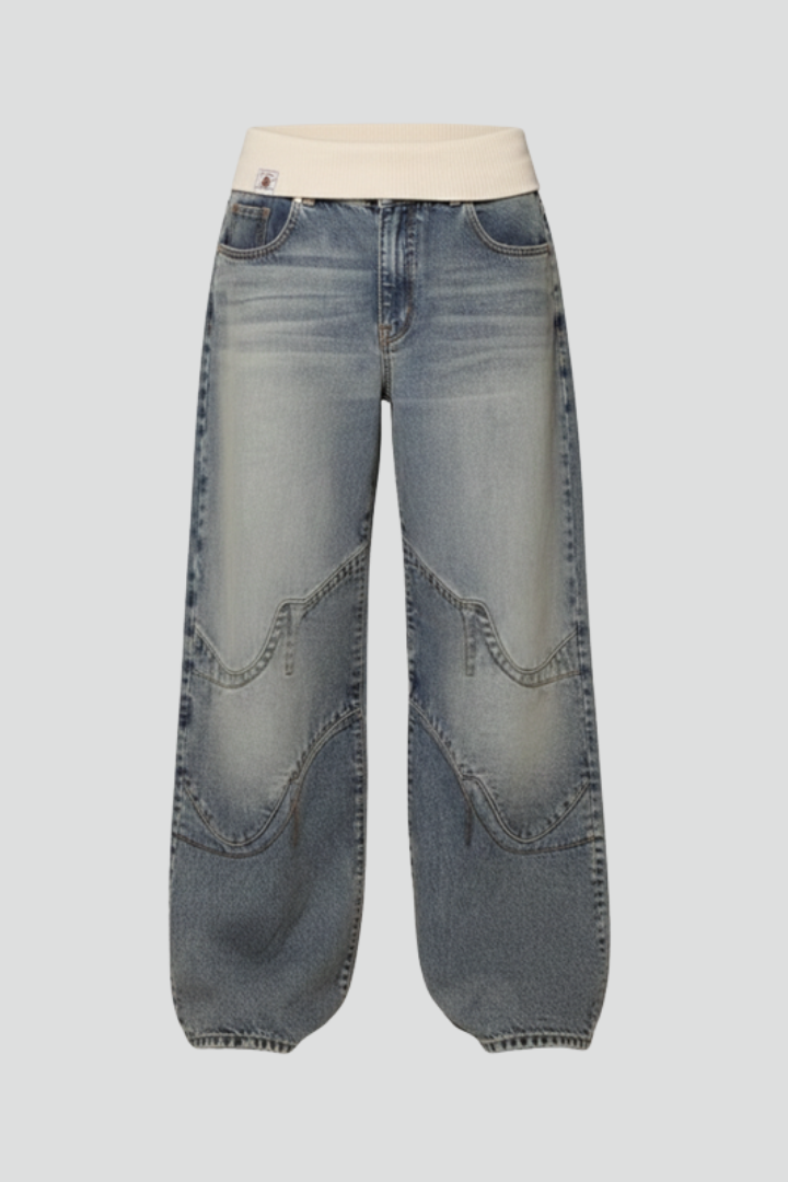 Catherine Casual Baggy Wide-Leg Denim Trousers