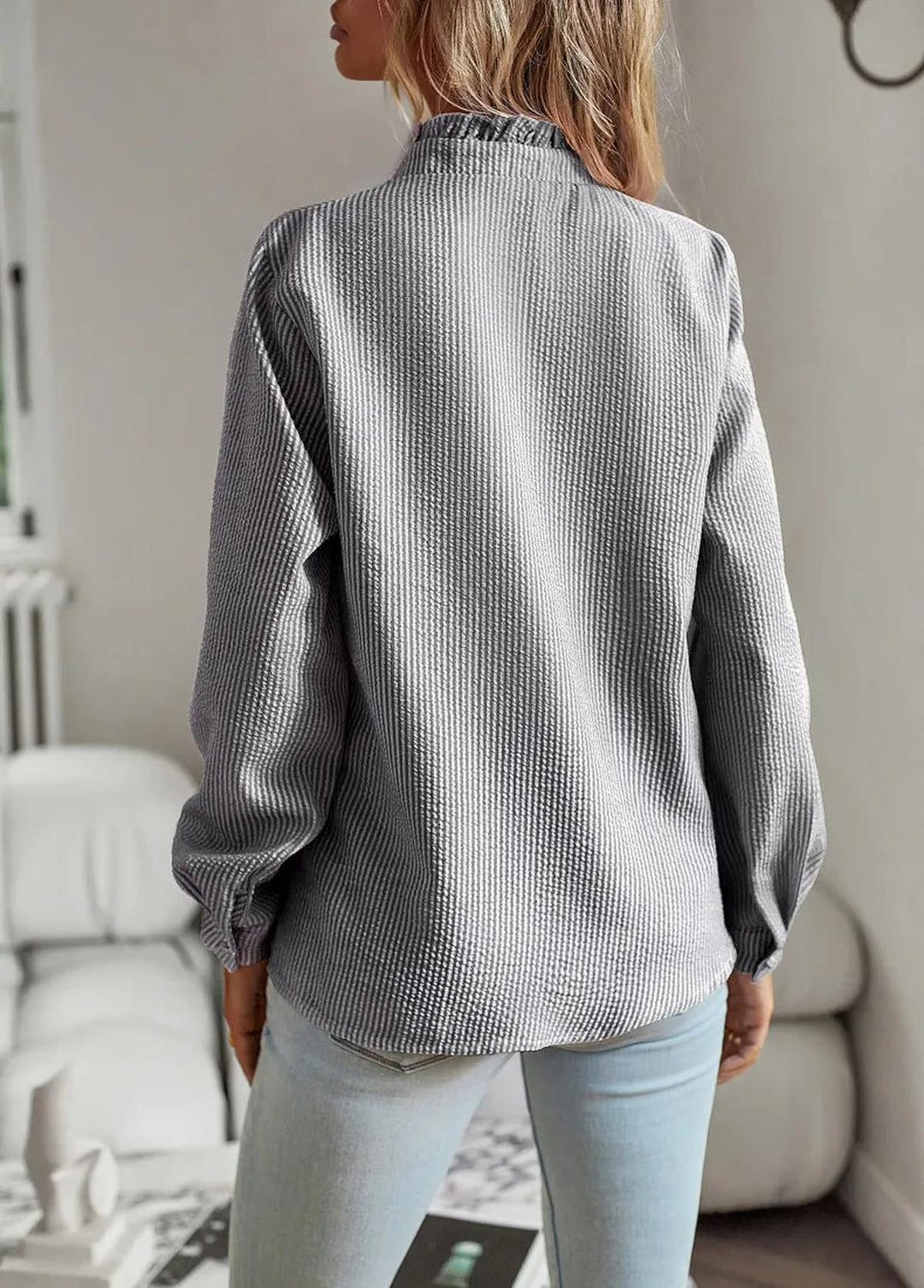 Elodie Ruffle Trim Cotton Blouse