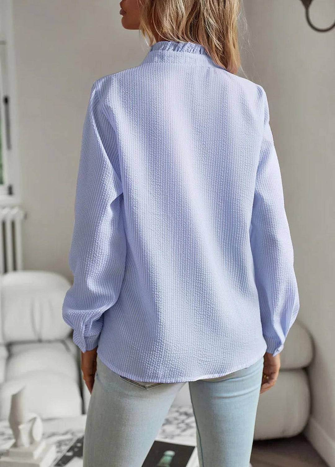Elodie Ruffle Trim Cotton Blouse