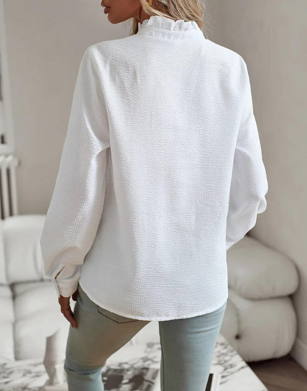 Elodie Ruffle Trim Cotton Blouse