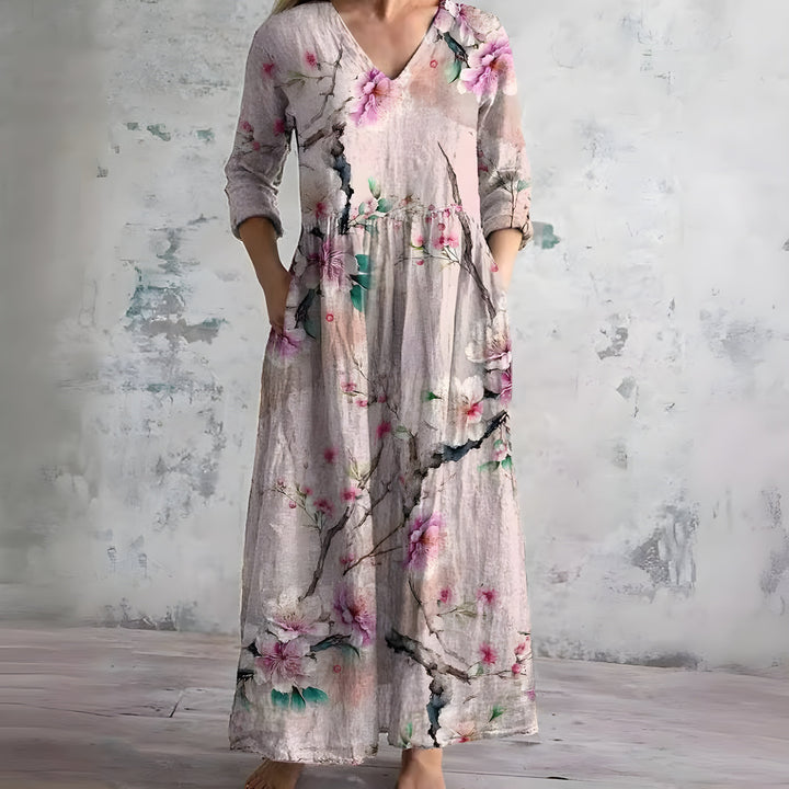 Eliana Flowy V-Neck Floral Summer Maxi Dress