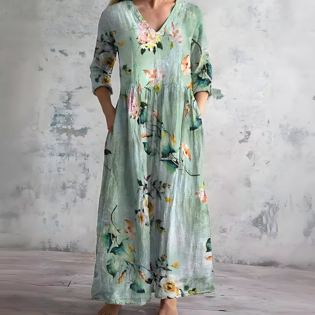 Eliana Flowy V-Neck Floral Summer Maxi Dress
