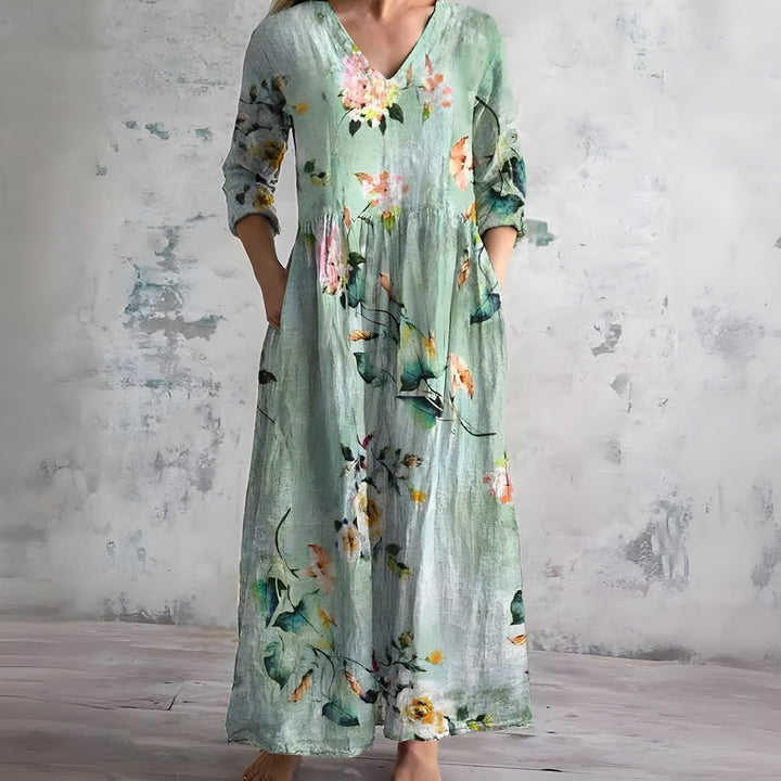 Eliana Flowy V-Neck Floral Summer Maxi Dress