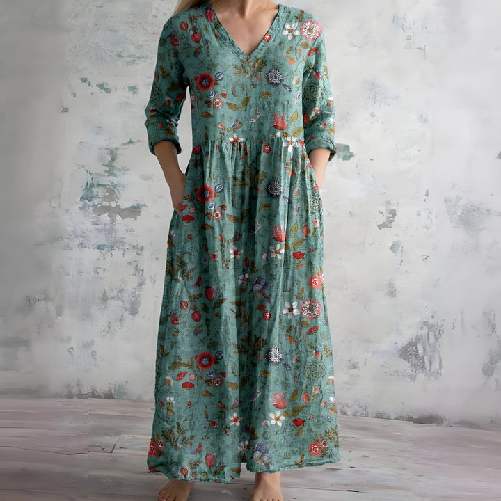 Eliana Flowy V-Neck Floral Summer Maxi Dress