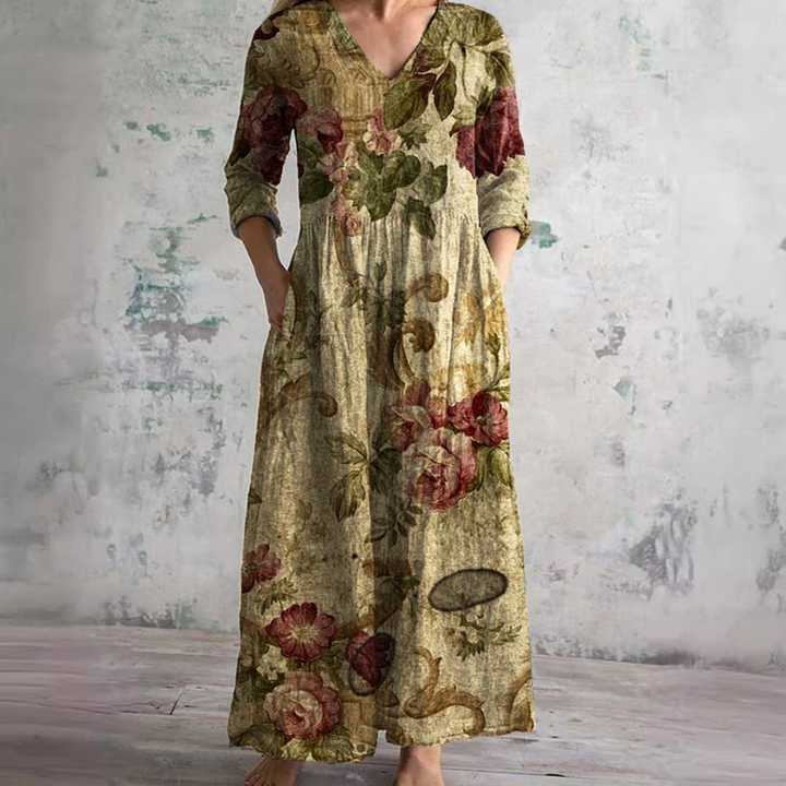 Eliana Flowy V-Neck Floral Summer Maxi Dress