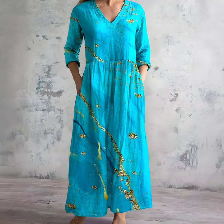 Eliana Flowy V-Neck Floral Summer Maxi Dress