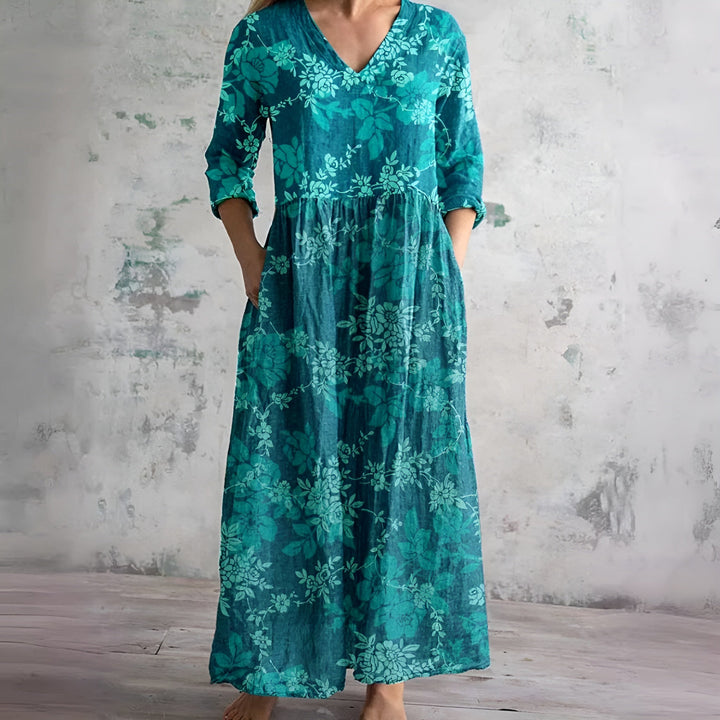 Eliana Flowy V-Neck Floral Summer Maxi Dress