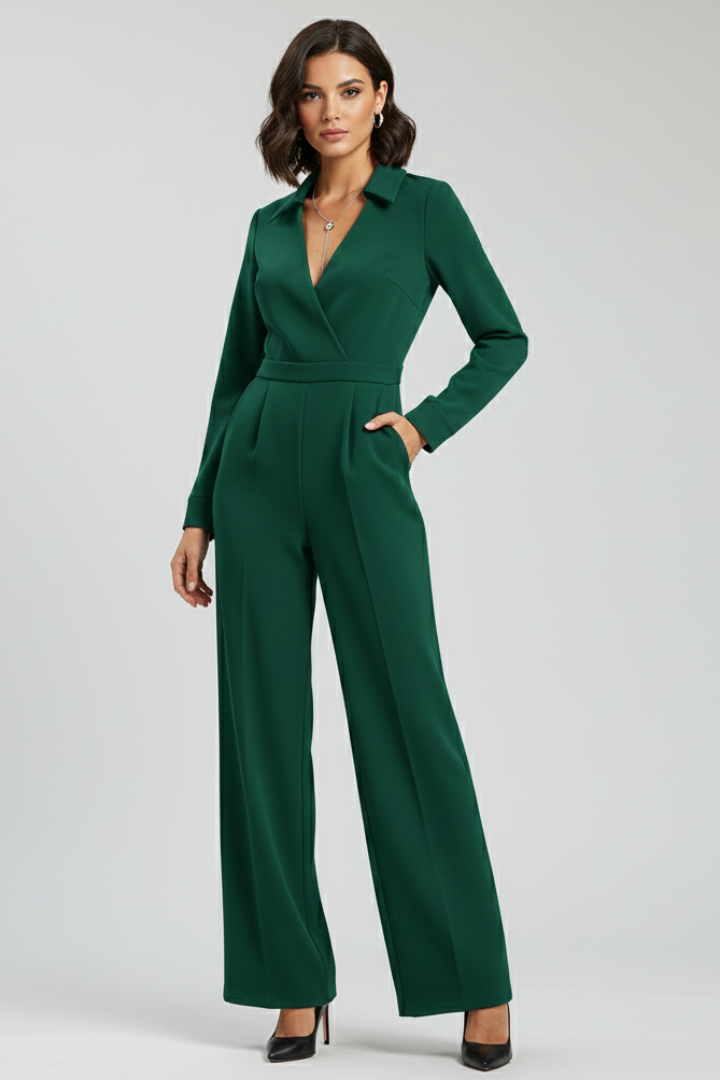 Ruby Collared Wide-Leg Tailored Jumpsuit
