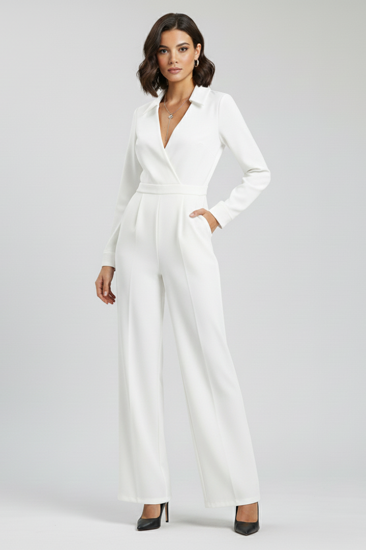 Ruby Collared Wide-Leg Tailored Jumpsuit