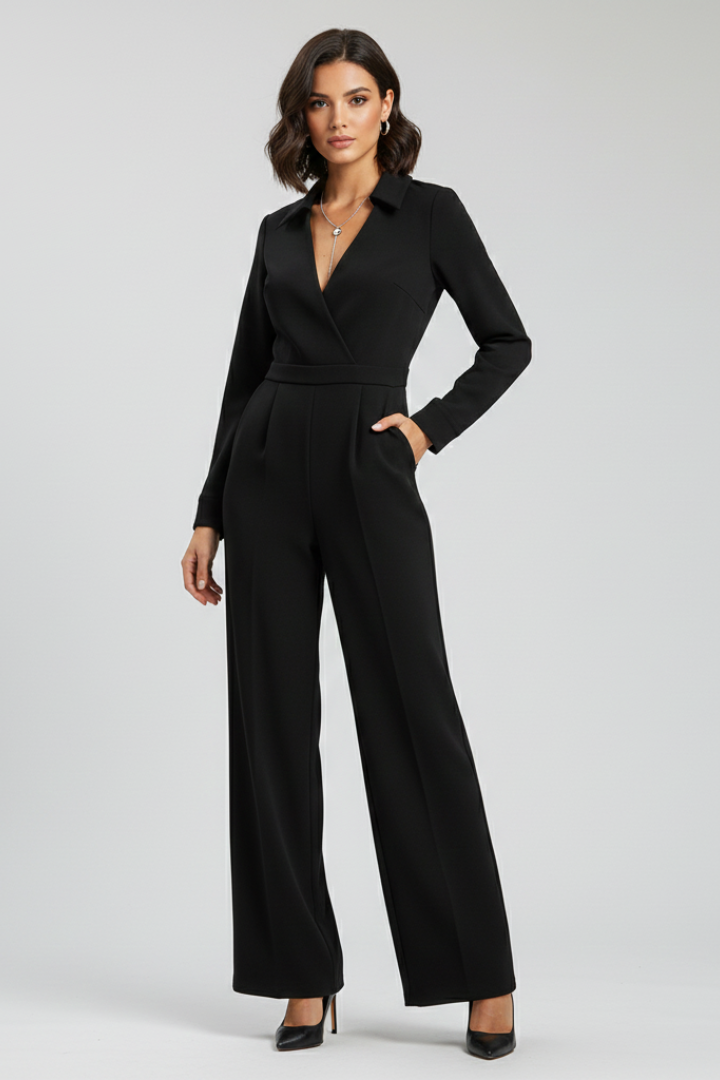 Ruby Collared Wide-Leg Tailored Jumpsuit