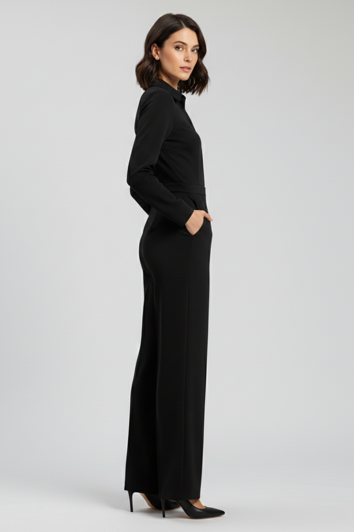 Ruby Collared Wide-Leg Tailored Jumpsuit