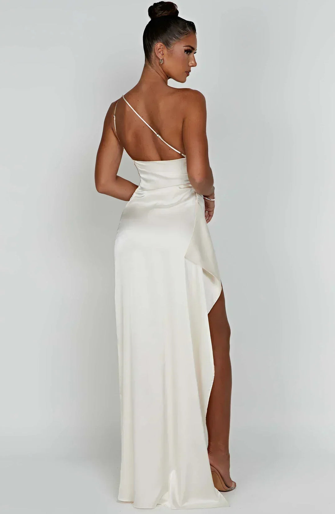 One-Shoulder Maxi Evening Dress with High Slit