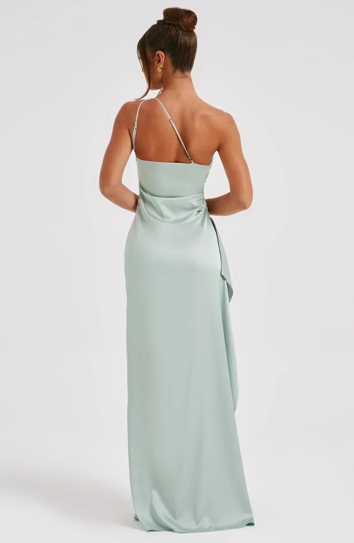 One-Shoulder Maxi Evening Dress with High Slit