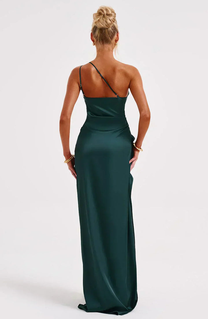 One-Shoulder Maxi Evening Dress with High Slit
