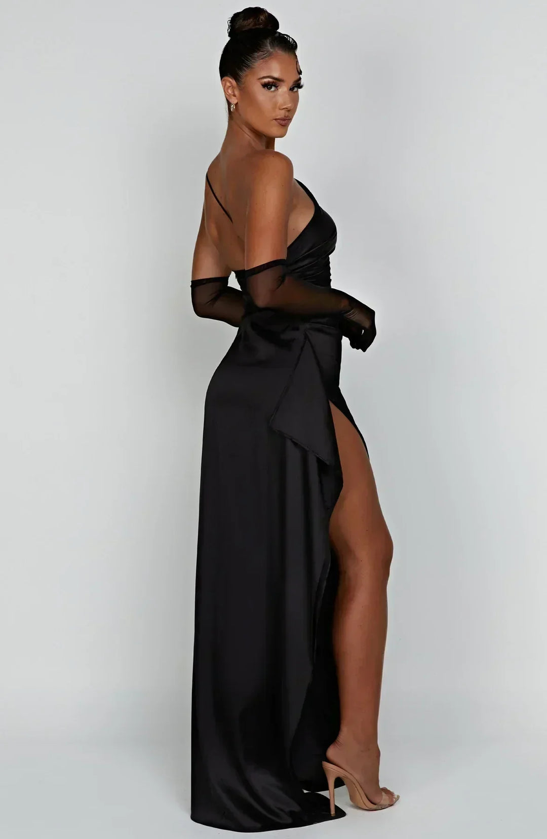 One-Shoulder Maxi Evening Dress with High Slit