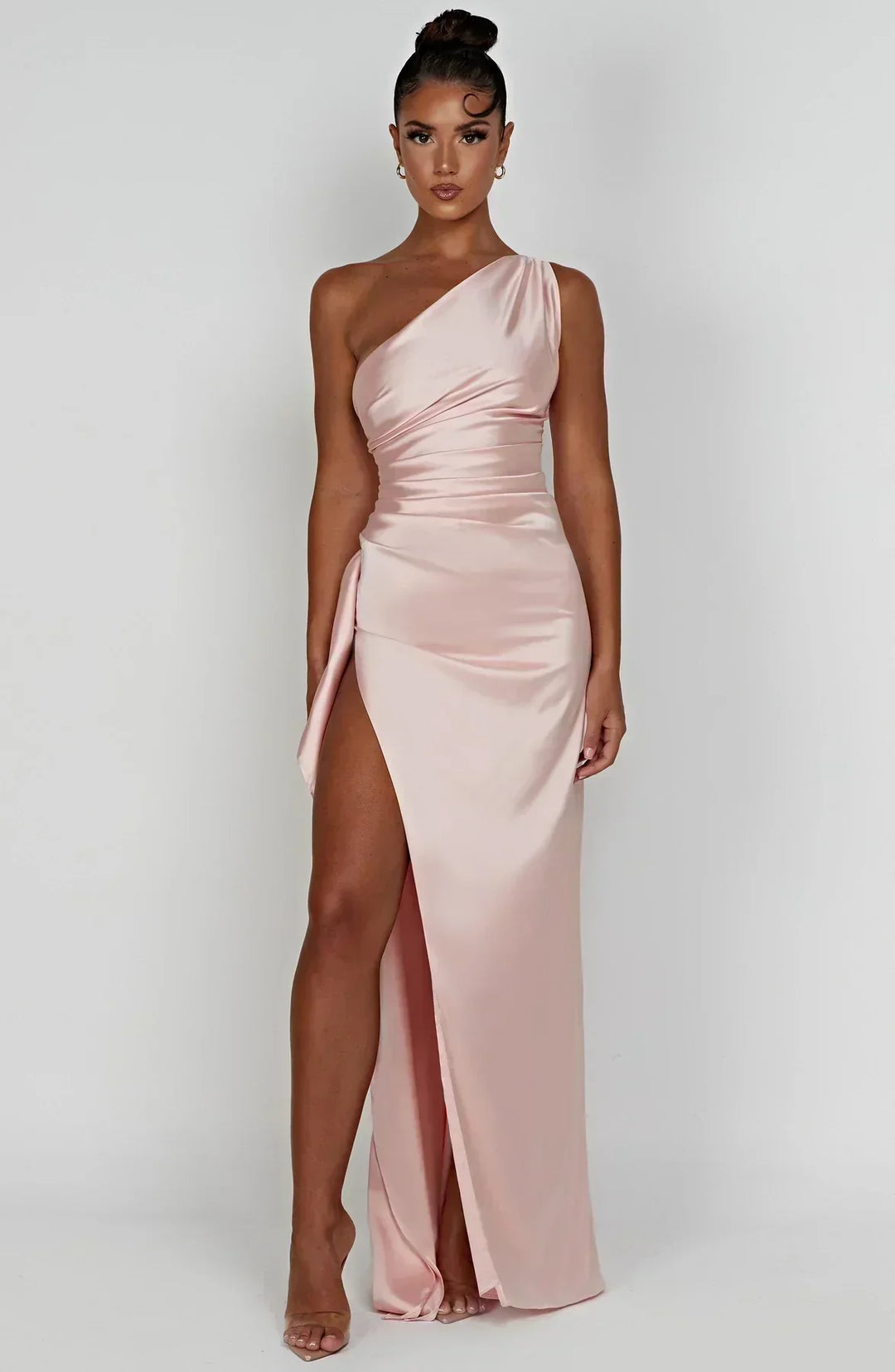 One-Shoulder Maxi Evening Dress with High Slit