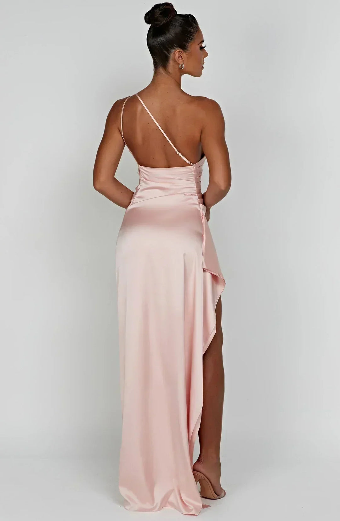 One-Shoulder Maxi Evening Dress with High Slit